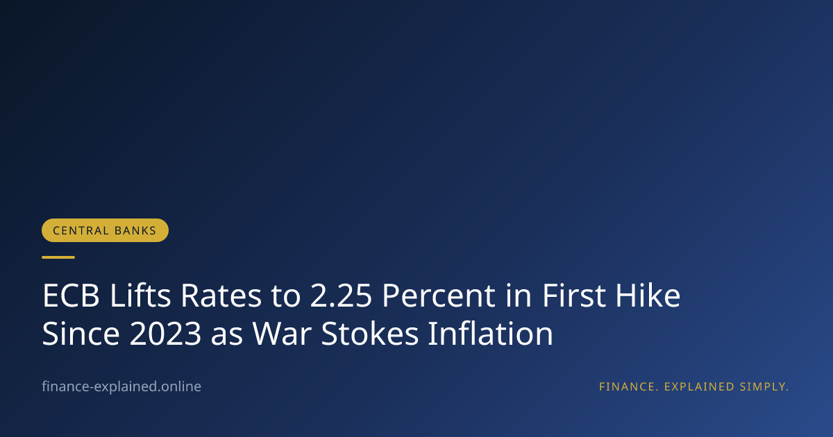 ECB Lifts Rates to 2.25 Percent in First Hike Since 2023 as War Stokes Inflation